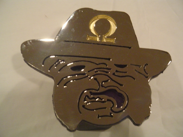 Omega Psi Phi Grown Up Dog with Que Hat Hitch Cover